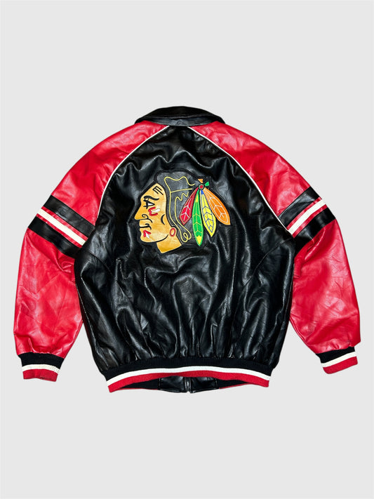 Chicago Blackhawks 00s. Vintage NHL Nahkatakki (L)