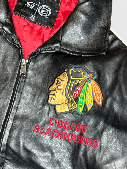 Chicago Blackhawks 00s. Vintage NHL Leather Jacket (L)
