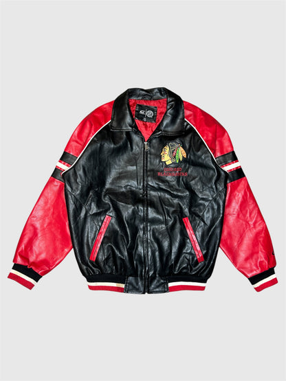 Chicago Blackhawks 00s. Vintage NHL Leather Jacket (L)